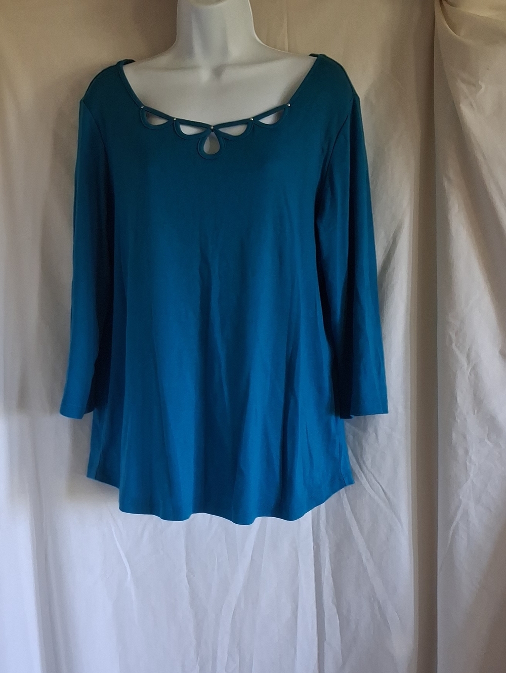 Karen Scott Teal Cutout Scoop Neck Tunic